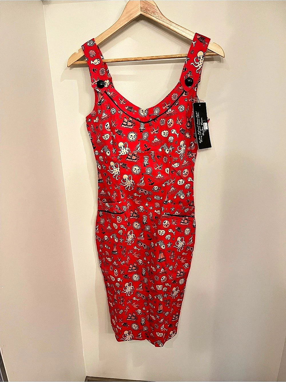 Voodoo vixen Printed Midi Dress in Red Size s NWT